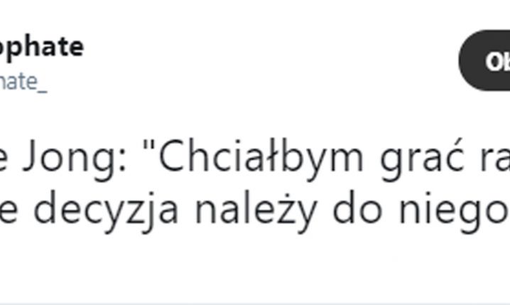 De Jong nt. dalszej gry z de Ligtem!